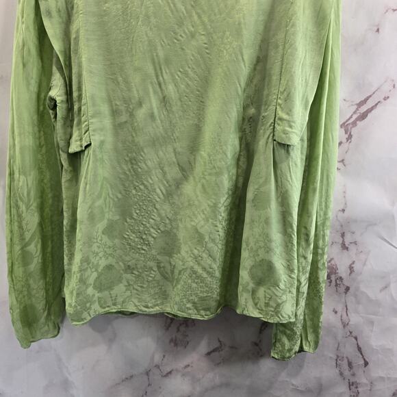 & Other Stories Shirt Womens Medium 8 Green Peasant Blouse Renaissance Satin - Picture 7 of 13